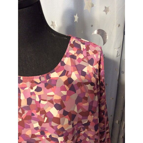 Cabi Kaleidoscope blouse bow tie Large L Purples Burgandy Style #571 Career - Picture 3 of 6